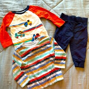 Little Me Baby Boys Blue and Orange Truck Striped Set